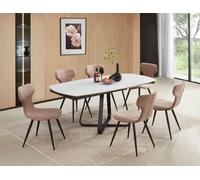 DS Living Arden White Veined Marble Ceramic Dining Room Table in Off-White | Size: 180 cm x 90 cm DS Living Off-White 180 cm x 90 cm