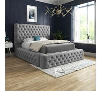 Ds Living Cambridge Upholstered Soft Touch Grey Plush Velvet Bed Frame 3Ft