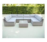 DS Living Eden 6 Seater Modular Garden Furniture Set with Cushions & Table in Light Grey DS Living Light Grey