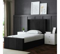 DS Living Elara Ottoman Bed with Winged Panel Headboard - Black - Small Double / 4ft