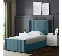 DS Living Elara Ottoman Bed with Winged Panel Headboard - Blue - Small Double / 4ft
