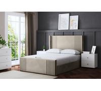 DS Living Elara Winged Beige Panel Bed With Headboard King