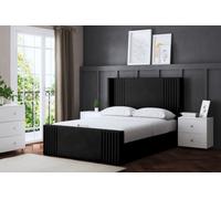 DS Living Elara Winged Black Panel Bed With Headboard King