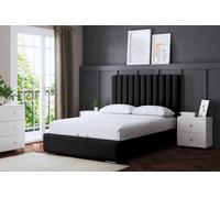 DS Living Evangaline Black Panel Bed with Headboard | Size: Double DS Living Black Double