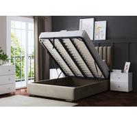 DS Living Evangeline Beige Upholstered Panel Bed With Headboard And Ottoman Storage Single