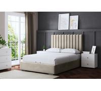 DS Living Evangeline Beige Upholstered Panel Bed With Headboard Double