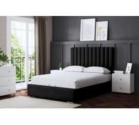 DS Living Evangeline Black Upholstered Panel Bed With Headboard Small Single