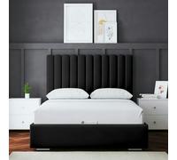 DS Living Evangeline Ottoman Bed with Upholstered Headboard - Black - King / 5ft