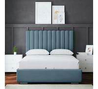 DS Living Evangeline Ottoman Bed with Upholstered Headboard - Blue - Super King / 6ft