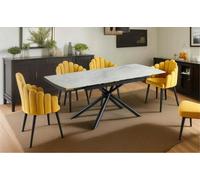 Ds Living Kairo White With Black Vein Sintered Stone Dining Room Table