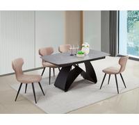 DS Living Maelis Light Grey Cracked Stone Ceramic Dining Room Table | Size: 160 cm x 90 cm DS Living Grey 160 cm x 90 cm