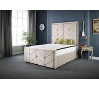 Ds Living Milly Chevron Upholstered Soft Touch Cream Velvet Luxury 4Ft6 Double Bed Frame