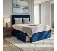 DS Living Opal Dark Blue Double Four Drawer Divan Bed