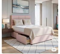 DS Living Opal Pink Double Four Drawer Divan Bed