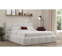 DS Living Ovella Cubed Upholstered Bed: Dove/ Single Bed /with Ottoman Gas Lift