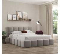 Ds Living Ovella Cubed Upholstered Plush Pebble Bed With Ottoman Gas Lift