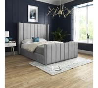 DS Living Oxford Upholstered Soft Touch Plush Grey Velvet Single Size Bed Frame 3Ft