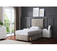 DS Living Seraphine Beige 2 Draw Divan Bed with Headboard | Size: Single DS Living Beige Single