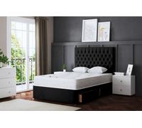 DS Living Seraphine Black Upholstered Divan Bed With Headboard And Two Drawers Small Double