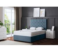 DS Living Seraphine Blue Upholstered Divan Bed With Headboard Small Double