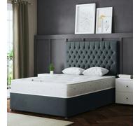 Seraphine Steel Divan Bed with Headboard DS Living Stone Double