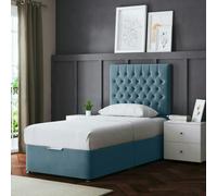 DS Living Seraphine Divan Bed with Upholstered Headboard - Two Drawers - Blue - Single