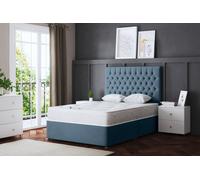 DS Living Seraphine Metallic Blue Divan Bed with Headboard | Size: Double DS Living Blue Double
