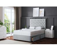 DS Living Seraphine Silver 2 Draw Divan Bed with Headboard | Size: Small Double DS Living Silver Small Double