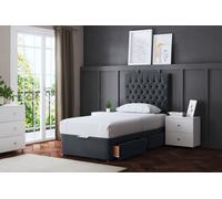 DS Living Seraphine Steel 2 Draw Divan Bed with Headboard in Grey | Size: Super King DS Living Grey Super King