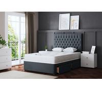 DS Living Seraphine Steel Divan Bed with Headboard in Grey | Size: Single DS Living Grey Single