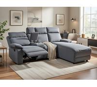 DS Living Sorento Recline Left Hand Corner 3 Seater Fabric Sofa In Grey Or Cream