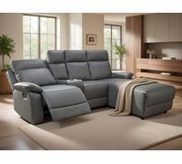 DS Living Sorento Recline Left Hand Corner Leather 3 Seater Sofa In Black Or Grey