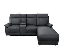 DS Living Sorento Recline Left Hand Corner Leather 3 Seater Sofa in Black or Grey - Grey