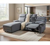 DS Living Sorento Recline Right Hand Corner 3 Seater Fabric Sofa In Grey Or Cream