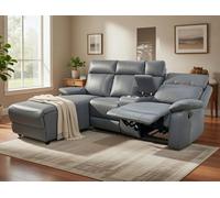 DS Living Sorento Recline Right Hand Corner Leather 3 Seater Sofa In Black Or Grey