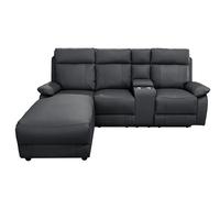 DS Living Sorento Recline Right Hand Corner Leather 3 Seater Sofa in Black or Grey - Grey