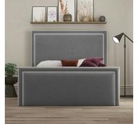 DS Living Verona Piping Ottoman Bed - Plush Grey - Double
