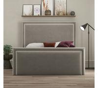 DS Living Verona Piping Ottoman Bed - Plush Pebble - Small Double