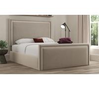 DS Living Verona Pipping Upholstered Bed: Bistra Beige/ Single/ with Ottoman Gas Lift
