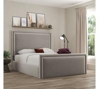 Ds Living Verona Pipping Upholstered Plush Pebble Bed With Ottoman Gas Lift