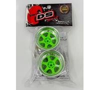DS Racing 1/10 RC Drift Element 6-Spoke Rims Wheels, Set of 2, Adjustable Offset, Compatible with Yokomo YD MD RD, MST RMX, Reve D RDX, Redcat RDS, HPI, Tamiya TT, & More (Flu Yellow w/Chrome Lip)