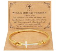 DS Religious Gift for Her Christian Cross Bracelet Bible Verse God is Within Her She Will Not Fall Inspirational Bracelets For Women Stainless Steel Jewelry Gift To Daughter Best Friend Gold 8