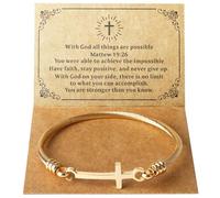 DS Religious Gift for Her Christian Cross Bracelet Bible Verse God is Within Her She Will Not Fall Inspirational Bracelets For Women Stainless Steel Jewelry Gift To Daughter Best Friend, 8.26IN