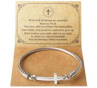 DS Religious Gift for Her Christian Cross Bracelet Bible Verse God is Within Her She Will Not Fall Inspirational Bracelets For Women Stainless Steel Jewelry Gift To Daughter Best Friend, 8.26IN