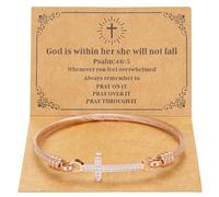 DS Religious Gift for Her Christian Cross Bracelet Bible Verse God is Within Her She Will Not Fall Inspirational Bracelets For Women Stainless Steel Jewelry Gift To Daughter Best Friend Rose Gold 1