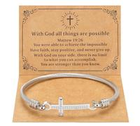 DS Religious Gift for Her Christian Cross Bracelet Bible Verse God is Within Her She Will Not Fall Inspirational Bracelets For Women Stainless Steel Jewelry Gift To Daughter Best Friend Silver 8