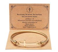 DS Religious Gift for Her Christian Cross Bracelet Bible Verse God is Within Her She Will Not Fall Inspirational Bracelets For Women Stainless Steel Jewelry Gift To Daughter Best Friend, 8.26IN