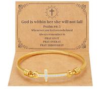 DS Religious Gift for Her Christian Cross Bracelet Bible Verse God is Within Her She Will Not Fall Inspirational Bracelets For Women Stainless Steel Jewelry Gift To Daughter Best Friend