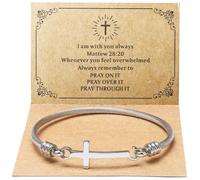 DS Religious Gift for Her Christian Cross Bracelet Bible Verse God is Within Her She Will Not Fall Inspirational Bracelets For Women Stainless Steel Jewelry Gift To Daughter Best Friend, 8.26IN