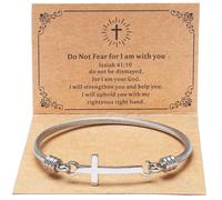 DS Religious Gift for Her Christian Cross Bracelet Bible Verse God is Within Her She Will Not Fall Inspirational Bracelets For Women Stainless Steel Jewelry Gift To Daughter Best Friend, 8.26IN